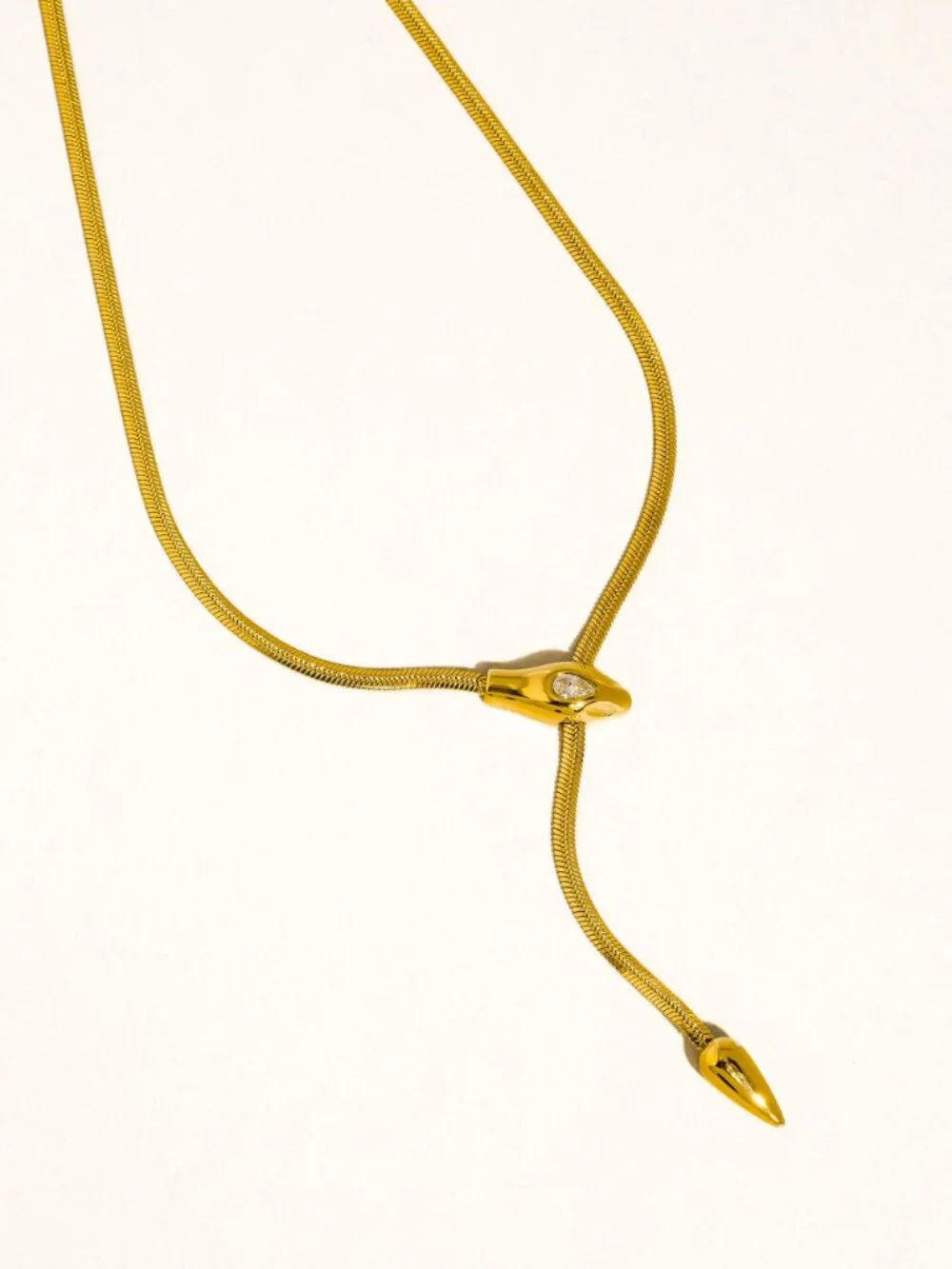 18k Gold Non-tarnish Serpent Y Lariat Necklace